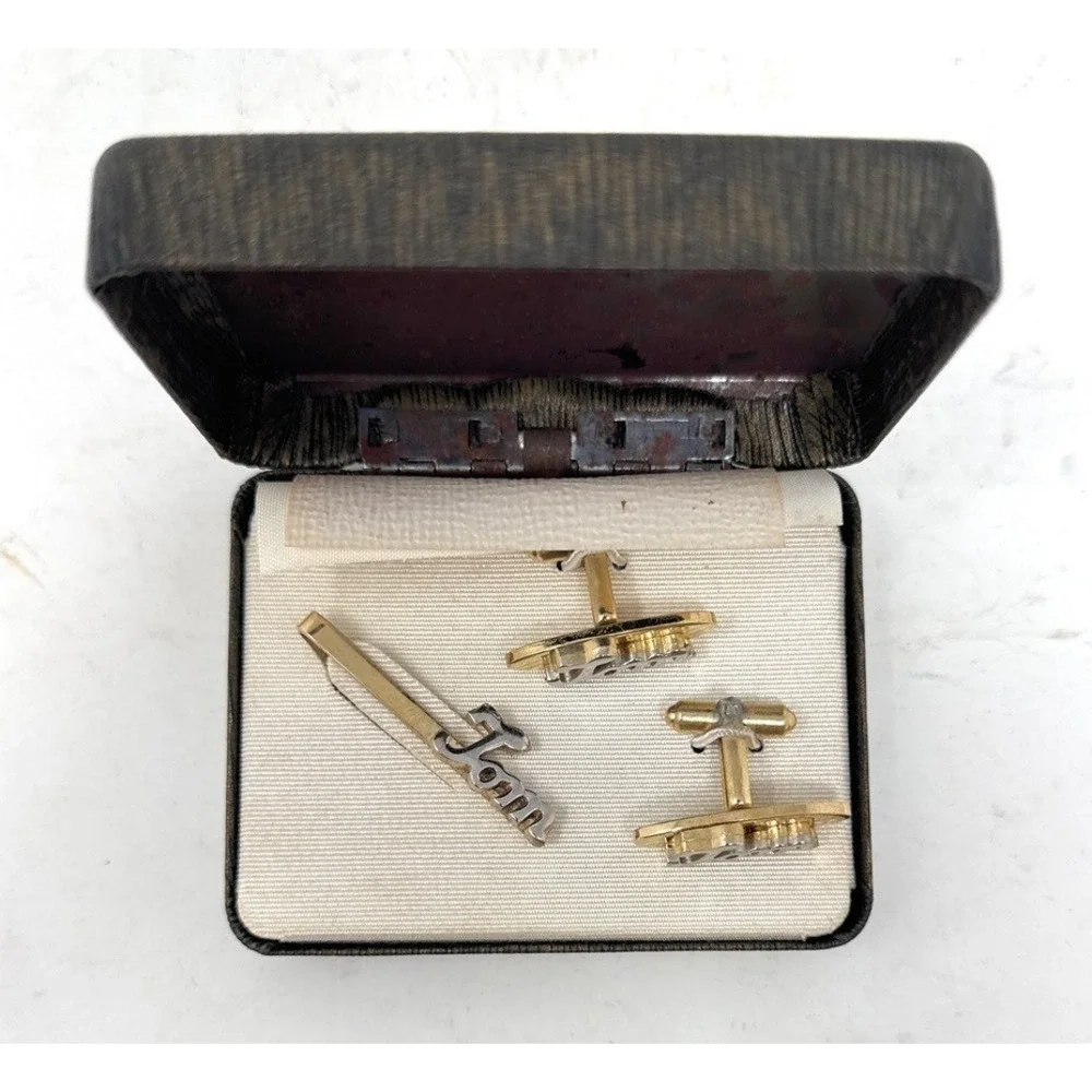 Vintage Tom Monogram Letter‎ Font Hickok Cuff Links Tie Clasp